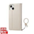 iPhone 15 ソフトレザーケース 手帳型 磁石付 リング付 &me