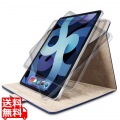 iPad Air 10.9インチ 第5世代 第4世代 (2022/2020年) ケース カバー 手帳型 フラップ ソフトレザー マグネット 360度回転 ハンドベルト ネイビー