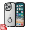 iPhone 14 Pro ケース カバー ハイブリッド 耐衝撃 衝撃吸収 軽量 薄型 ストラップホール付 リング付 スタンド機能付 背面クリア 硬度8H TOUGH SLIM ブラック