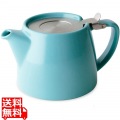 Forlife フォーライフ(FOR LIFE) ティーポット 陶器 530ml 3杯用 茶こし付き 食洗機対応 蓋が落ちない 片手で注げる ターコイズ 青 スタンプティーポット 309Trq 写真1