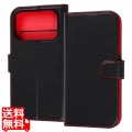 iPhone 18 Pro / 17 Pro / 手帳型レザーケース S マグ / BK/レッド