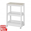キッチンワゴン 3段 幅60cm 高さ85cm ホワイト 白単色 石目調 メラミン天板 キャスター付 キッチン収納 ベアルモ