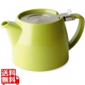 フォーライフ(FOR LIFE) ティーポット 陶器 530ml 3杯用 茶こし付き 食洗機対応 蓋が落ちない 片手で注げる ライム 緑 スタンプティーポット 309Lme 写真1