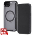 iPhone 16e/クリアフリップケースマグネット充電対応/黒 写真1