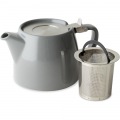 フォーライフ(FOR LIFE) ティーポット 陶器 530ml 3杯用 茶こし付き 食洗機対応 蓋が落ちない 片手で注げる 新生活 グレー スタンプティーポット 309Gry 写真2