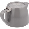 フォーライフ(FOR LIFE) ティーポット 陶器 400ml 2杯用 茶こし付き 食洗機対応 蓋が落ちない 片手で注げる グレー ミニスタンプティーポット 509Gry 写真2