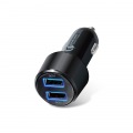 シガーチャージャー/2USBポート(自動識別)/QuickCharge3.0/ブラック 写真2