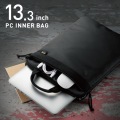 バッグインバッグ インナー PC ナイロン 耐久 CORDURA 縦型 13.3インチ 収納 取っ手付き 小物 ポケット 持ち運び 撥水 厚手 擦り切れ 摩耗 ブラック 写真2