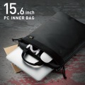 バッグインバッグ インナー PC ナイロン 耐久 CORDURA 縦型 15.6インチ 収納 取っ手付き 小物 ポケット 持ち運び 撥水 厚手 擦り切れ 摩耗 ブラック 写真2