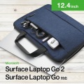 Surface Laptop Go2 / Go 12.4インチ 2022年 / 2020年 用 パソコンケース ハンドル付き ファスナー付きポケット 起毛素材 カジュアルタイプ PCケース ネイビー 写真2
