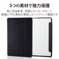 iPad 10.2インチ 第9/8/7世代 (2021/2020/2019年) ケース カバー 手帳型 フラップ ハイブリッド スリープ対応 マグネット 2アングル 背面クリア ブラック 写真2