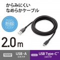 USBケーブル USB A to USB C シリコン素材 RoHS 簡易パッケージ グレー 写真2
