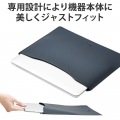 MacBook Pro / Air 13インチ 13.6インチ ( M2 2022 M1 2020 2019 2018 ) 用 パソコン ケース カバー スリーブタイプ ソフトレザー 内側起毛素材 スリム ネイビー 写真2