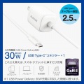 USB Power Delivery 30W AC充電器(Cケーブル一体型/2.5m) 写真2