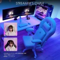ストリーマーズチェア G-210-WH 配信 ゲーミングチェア 小顔を演出 ソファーチェア ファブリック ポケットコイル リクライニング 配信機材 配信用 写真2