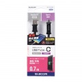 スマートフォン用USBケーブル/USB2.0/(Cオス-Aオス)/認証品/温度検知機能付/0.7m/ブラック 写真2