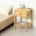 Bamboo サイドテーブル 竹材 コンセント(1500W)付 A4書類 引き出し付 小物置き棚 軽量 シンプル 玄関 リビング 寝室 ベッドサイド スマホ置き 写真2