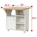 キッチンワゴン 天板 キャスター付きバタ式 キッチンワゴン ホワイト 49753 | キッチンカウンター サイドテーブル 欧風 2段 炊飯器 天板付き 写真2