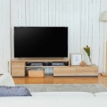 テレビ台 ローボード 白井産業 32-55V 大型テレビ対応 伸縮可能 収納  組立簡単 ナチュラルブラウン 幅130から195 奥行42.8 高さ38.9cm ADL-4013DH NA 写真2