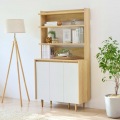 ディスプレイラック キャビネット 白井産業 棚 収納 リビング 寝室 本棚 扉付き 北歐 幅90cm 高さ170cm NOR-1790DWH 写真2