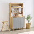 ディスプレイラック キャビネット 白井産業 棚 収納 リビング 寝室 本棚 扉付き 北歐 幅90cm 高さ170cm グレー ナチュラルブラウン NOR-1790DGY 写真2