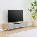 テレビ台 白井産業 幅180cm 高さ42cm 75V型対応 TVボード ローボード 収納 リビング 北歐モダン ノルフィカ グレー ナチュラルブラウン NOR-4018HGY 写真2