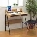 ノート パソコンデスク ナチュラル | PCデスク 机 幅:約80cm 高さ:約85cm  配線穴 背面化粧有 リビング 書斎 シンプル コンパクト テレワーク PPR-8580DESKNA 写真2