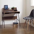 ノート パソコンデスク ダークブラウン | PCデスク 机 幅:約80cm 高さ:約85cm  配線穴 背面化粧有 リビング 書斎 シンプル コンパクト テレワーク 写真2