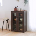 キャビネット 白井産業 カップボード キッチン収納 ガラス扉 一人暮らし コンパクト 約幅56cm 奥行30cm 高さ80cm 木目柄 フルニコ ダークブラウン 写真2