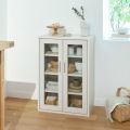 キャビネット カップボード キッチン収納 ガラスキャビネット 一人暮らしの部屋や狭いスペースにぴったりサイズ ホワイト 白木目 写真2