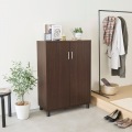 下駄箱 シューズボックス 白井産業 幅81cm 高さ114cm ダークブラウン 扉 約28足収納 靴箱 玄関収納 シューズラック フルニコ 写真2