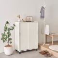 下駄箱 シューズボックス 白井産業 幅81cm 高さ114cm ホワイト 白木目 引き戸 約28足収納 靴箱 玄関収納 シューズラック フルニコ 写真2