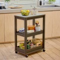 キッチンワゴン 3段 幅60cm 高さ85cm ダークブラウン 石目調 メラミン天板 キャスター付 キッチン収納 ベアルモ 写真2
