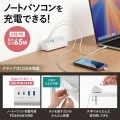 USB PD対応クランプ式AC充電器(PD65W・C×2+A×2・ホワイト) 写真2