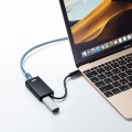 USB LAN 変換アダプタ USBハブポート付・ブラック USB-CVLAN4BKN | ハブ ポート LANポート サンワサプライ 写真2