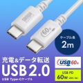 USB 2.0 Type-Cケーブル(PD60W・2m・ホワイト) 写真2