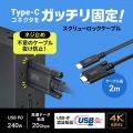 USB20Gbps Type-Cケーブル(デュアルスクリューロック・240W・2m) 写真2