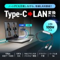 急速充電対応 USB Type-C LAN変換ケーブル(Gigabit対応・PD100W・1m) 写真2