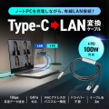急速充電対応 USB Type-C LAN変換ケーブル(Gigabit対応・PD100W・2m) 写真2
