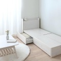 EMICA(エミカ) 収納付きベッド(引出し2杯/ロータイプ) ベッド 収納 収納ベッド 収納付きベッド セミシングル コンパクトベッド 引出し 北歐 EMICA80SS-WH 写真2