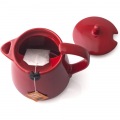 フォーライフ(FOR LIFE) ティーポット 陶器 530ml 3杯用 茶こし付き 食洗機対応 蓋が落ちない 片手で注げる レッド 赤 スタンプティーポット 309Red 写真3