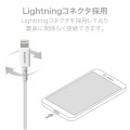 イヤホン ステレオヘッドホン iPhone/iPad用 Ligtning 95cm リール式 長さ5段階調節 マイク付 耳栓タイプ ホワイト 写真3