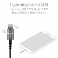 イヤホン ステレオヘッドホン 有線タイプ セミオープン型 LightningiPhone/iPad マイク付 高耐久ケーブル ブラック 写真3