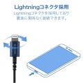 イヤホン ステレオヘッドホン 有線タイプ セミオープン型 LightningiPhone/iPad マイク付 高耐久ケーブル ブルー 写真3