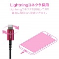 イヤホン ステレオヘッドホン 有線タイプ セミオープン型 LightningiPhone/iPad マイク付 高耐久ケーブル ピンク 写真3