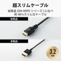 HDMIケーブル プレミアム 1.5m 4K対応 スリム 小型コネクタ 高速 高画質 イーサネット対応ブラック 写真3