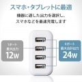 iPhone充電器 AC充電 3.6A出力 USB 4ポート 合計24W ホワイトフェイス スマホ タブレット おまかせ充電 写真3