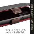 Galaxy A52 5G ケース カバー 手帳型 レザー ステッチ フラップ マグネット スタンド ポケット×2 ブラック 写真3
