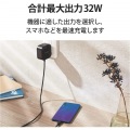 USB Type-C 充電器 PD対応 合計出力32W タイプA ×1 Type C ケーブル 一体型 1.5m ACアダプター コンセント ブラック 写真3
