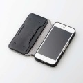 iPhone SE 第3世代/SE 第2世代/8/7 用 ケース カバー レザー 手帳 マグネット フラップ ストラップリング付 耐衝撃 ワイヤレス充電可 ブラック 写真3